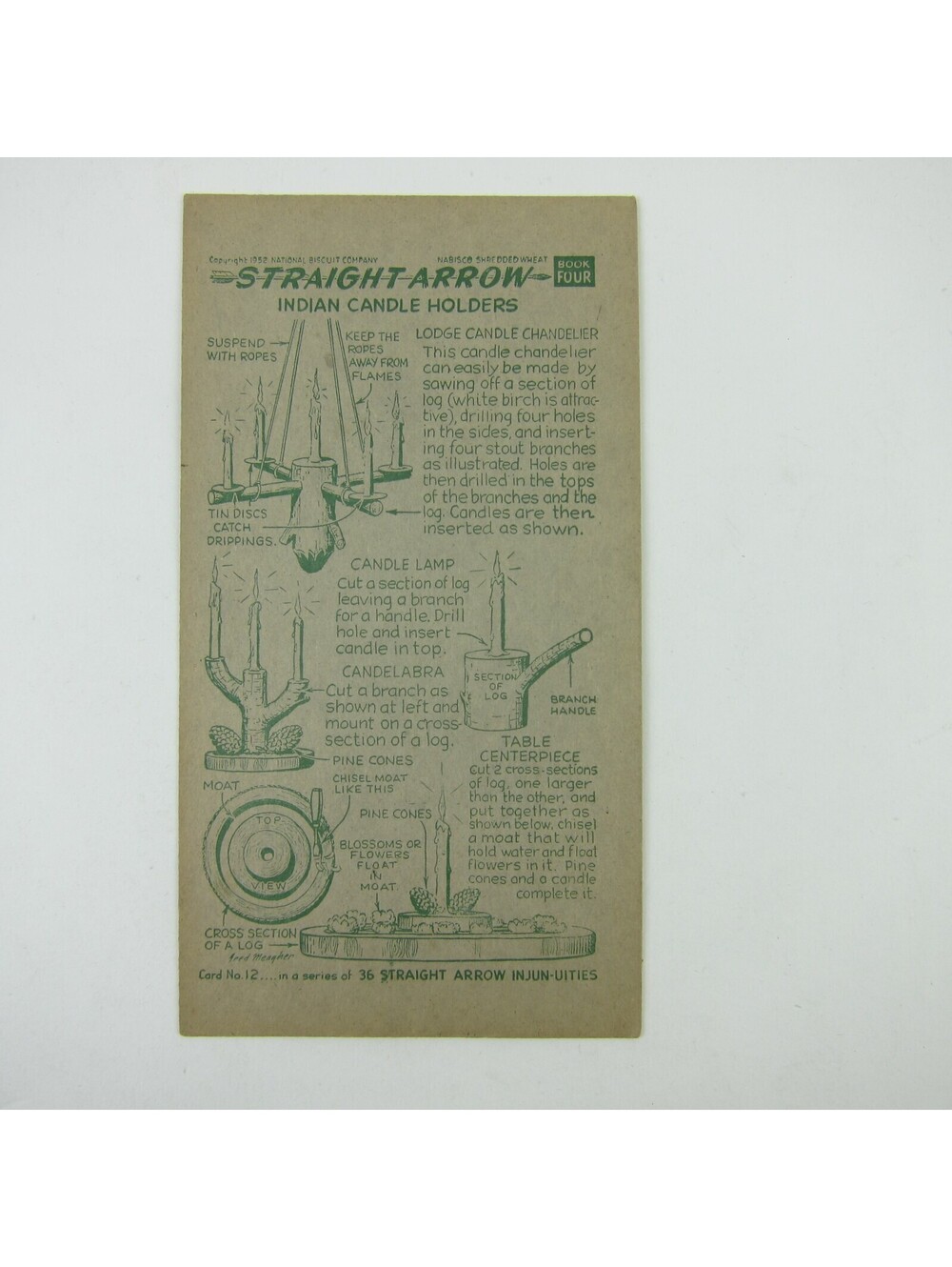 Nabisco Shredded Wheat Straight Arrow Indian Book 4 Card 12 Candle Vintage 1952